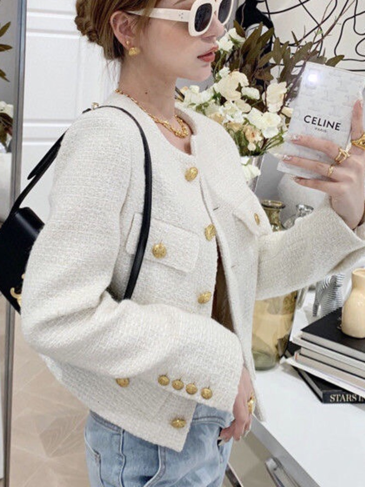 Women's Jackets XFPV Autumn And Autumn Fashion Black Wind Tweed Short Coat Female Temperament Versatile Woolen Top SM2115 230824