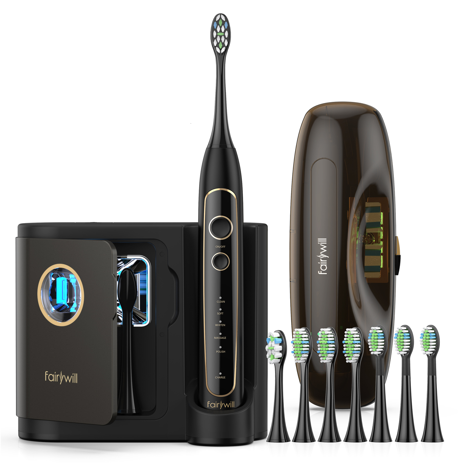 Toothbrush Fairywill Electric Toothbrush Ultra-Sonic Power Whitening Toothbrush with 5 Modes Wireless Charging Smart Timer 8 Brush Heads 230824