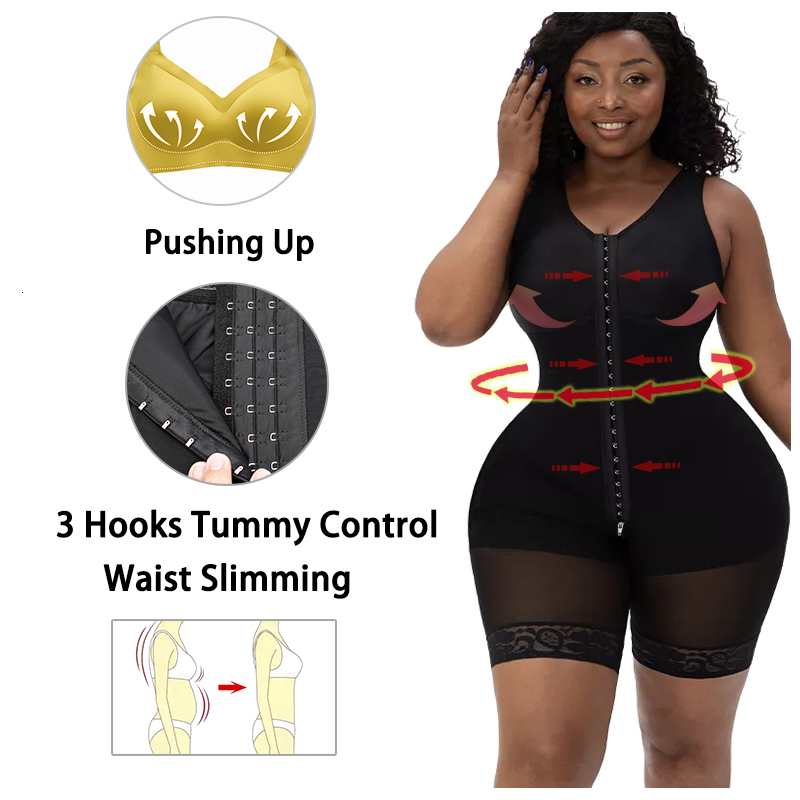 Waist Tummy Shaper Fajas Colombianas Post Surgery Shapewear High Compression Slimming Belt Women Flat Stomach Butt Lifter Body Shaper Zipper Crotch 23