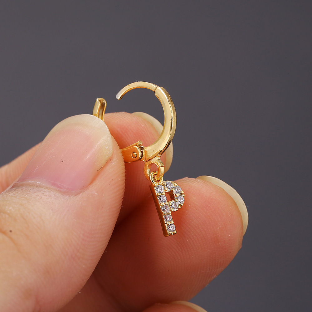 Hoop Huggie DODOAI A Z 6mm Custom Initial Earrings Letter Micro encrusted Zircon Alphabet Small For Kids And Women 230824