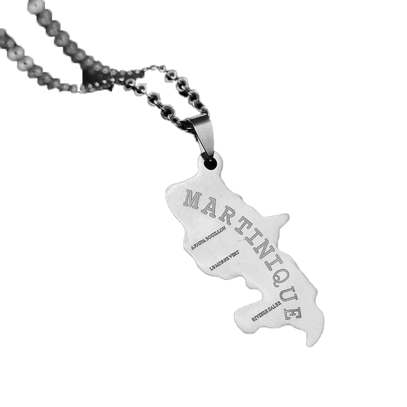 Pendant Necklaces Hip Hop Martinique Map Necklace Stainless Steel Cuban Link Chain For Women Jewelry Urn