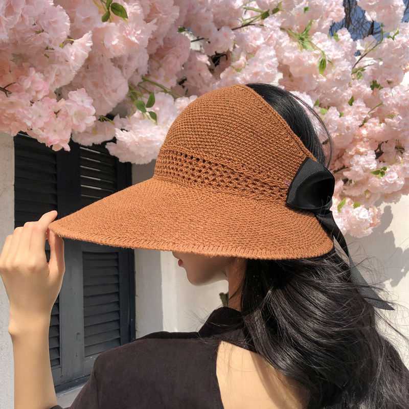Wide Brim Hats Bucket Hats Spring Summer Sun Hat Rolling Foldable Anti-UV Beach Visor Caps Empty Top Hat Sun Shade Big Wide Brim Women's Bucket H