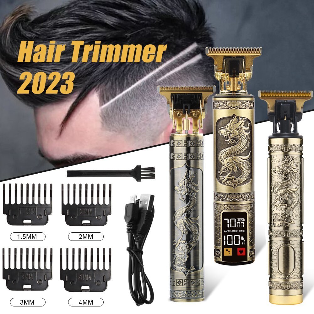 Electric Shavers Vintage Body T9 Cordless Electric Shaver Hair Cutting Machine For Man Hair Clipper Barber Beard Trimmer USB 230824