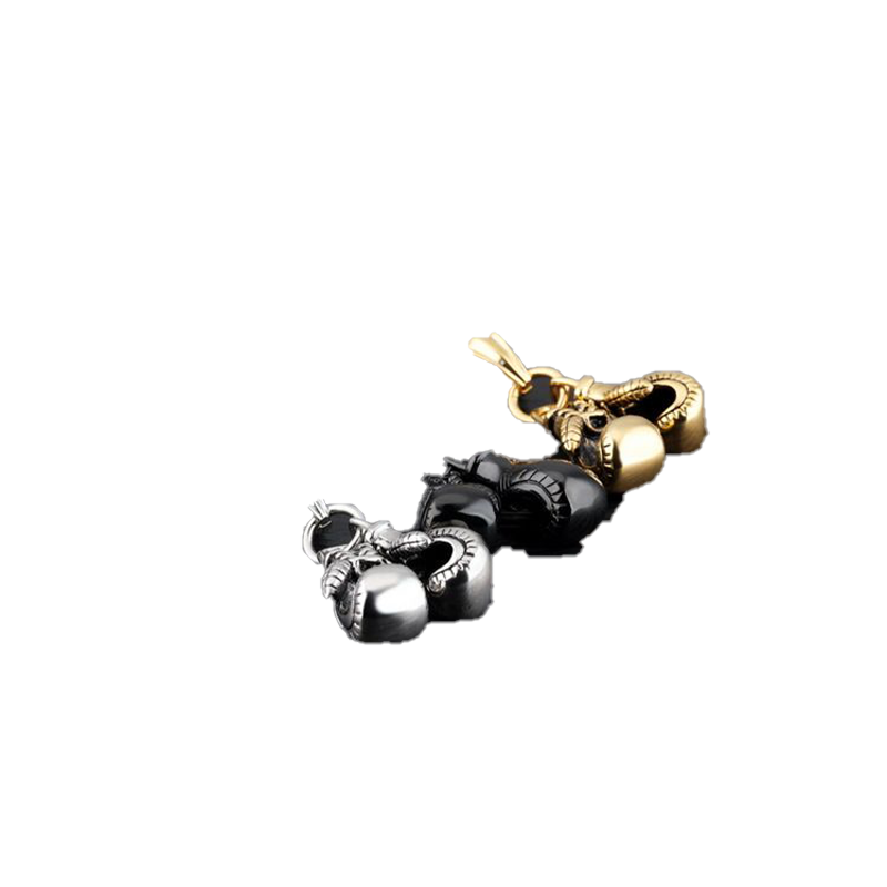 Retro Fitness Boxing Gloves Titanium Steel Necklace Lettering Domineering Fashion Punk Pendant Gold Black Steel Pendant2896624
