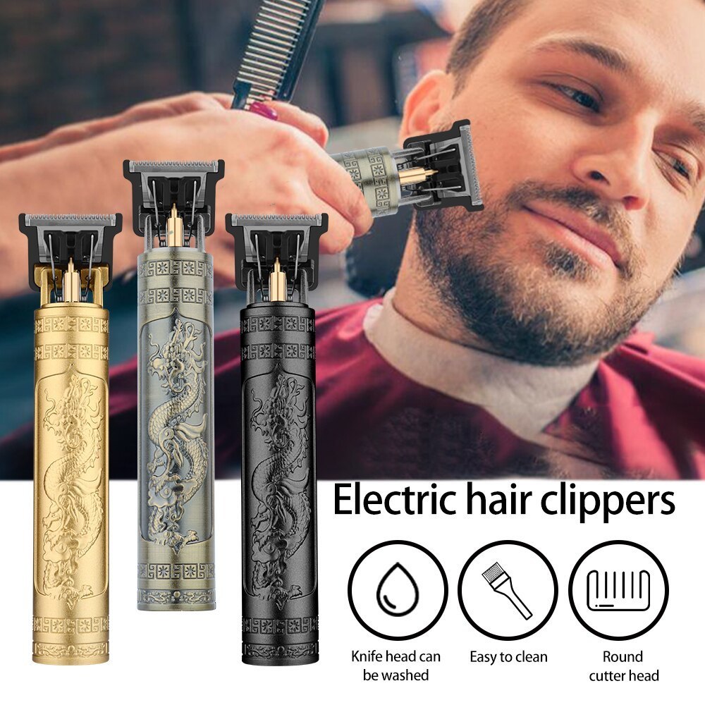 Electric Shavers Vintage T9 Electric Hair Cutting Machine Hair Clipper Professional Men Shaver Rechargeable Barber Trimmer for Men Dragon Buddha 23082