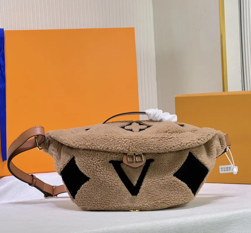 TOP Fashion designer waist bag luxury mens womens fanny pack flowers letters teddy belt pouch bags wool waist pack purses ladies bumbag wallet Top-quality