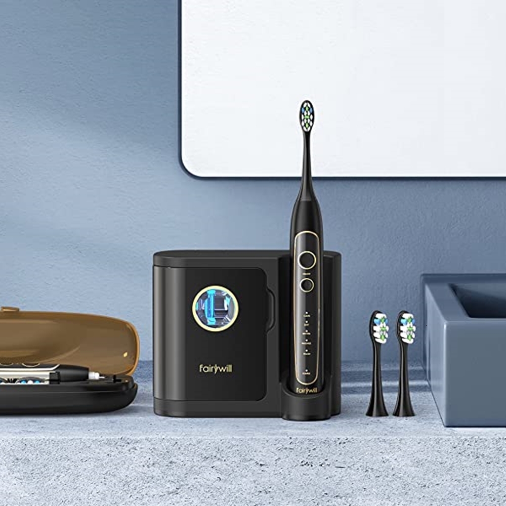 Toothbrush Fairywill Electric Toothbrush Ultra-Sonic Power Whitening Toothbrush with 5 Modes Wireless Charging Smart Timer 8 Brush Heads 230824
