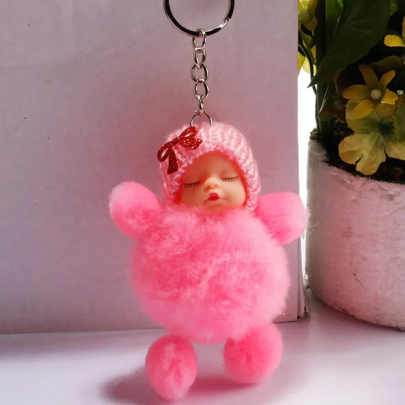 Keychains Sleeping Baby Doll Keychain Flower Bow Knot Holder Bag Key Chain Gifts Ring Sleutelhanger Llaveros Para Mujer Chaveiro ZZ