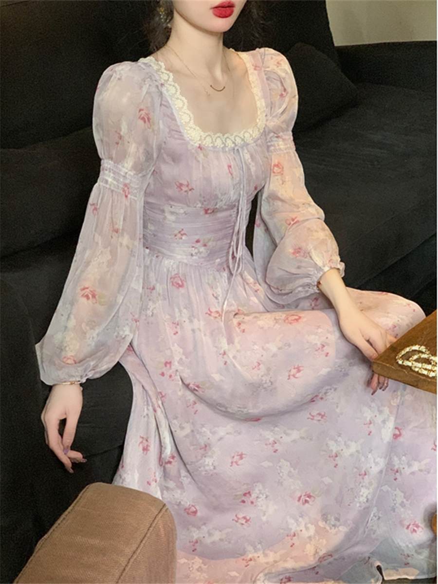 Basic Casual Dresses Elegant Midi Dress For Women Summer Vintage French Corset Ruched Bodycon Long Lantern Sleeve Evening Robe Female Slim Vestidos 23