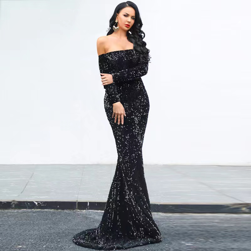 Dubai Arabic Long Sleeve Mermaid Mother Of The Bride Dresses Shiny Veet Sexy Plus Size Elegant Evening Gowns Tail Women Formal Dress Vestido De Fiesta