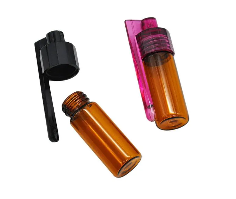 wholesale 51mm/36mm Acrylic Plastic Bottle Snuff Snorter Dispenser Snorter Glass Vial pill case container box with spoon multiple color LL