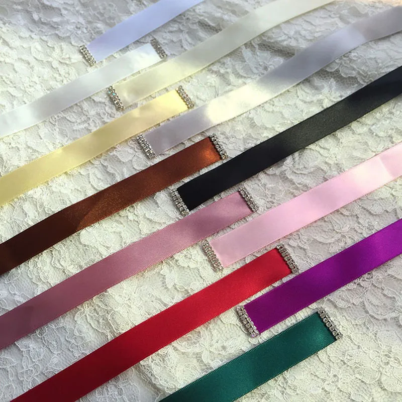 Wedding Sashes For Bride Bridal Dresses Belts Rhinestone Crystal Ribbon From Prom Handmade White Red Black Blush Silver Real Image ZZ