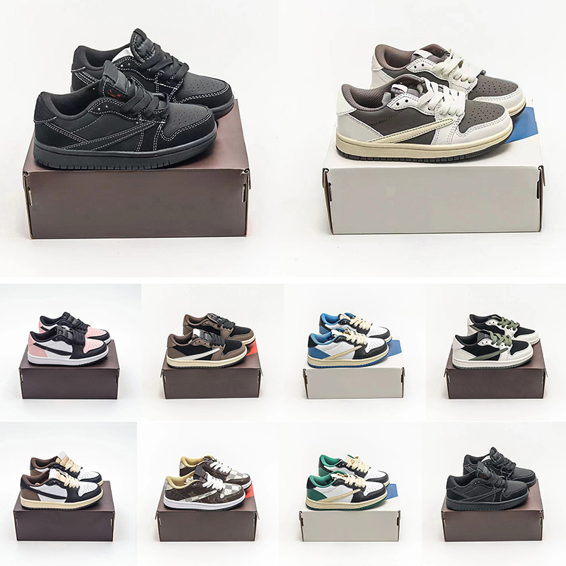1 kids shoes 1s low Basketball boys sneakers Girls Boys Infant Sport Shoe Mocha kid youth Running trainers toddler Athletic Sneaker Black Phantom