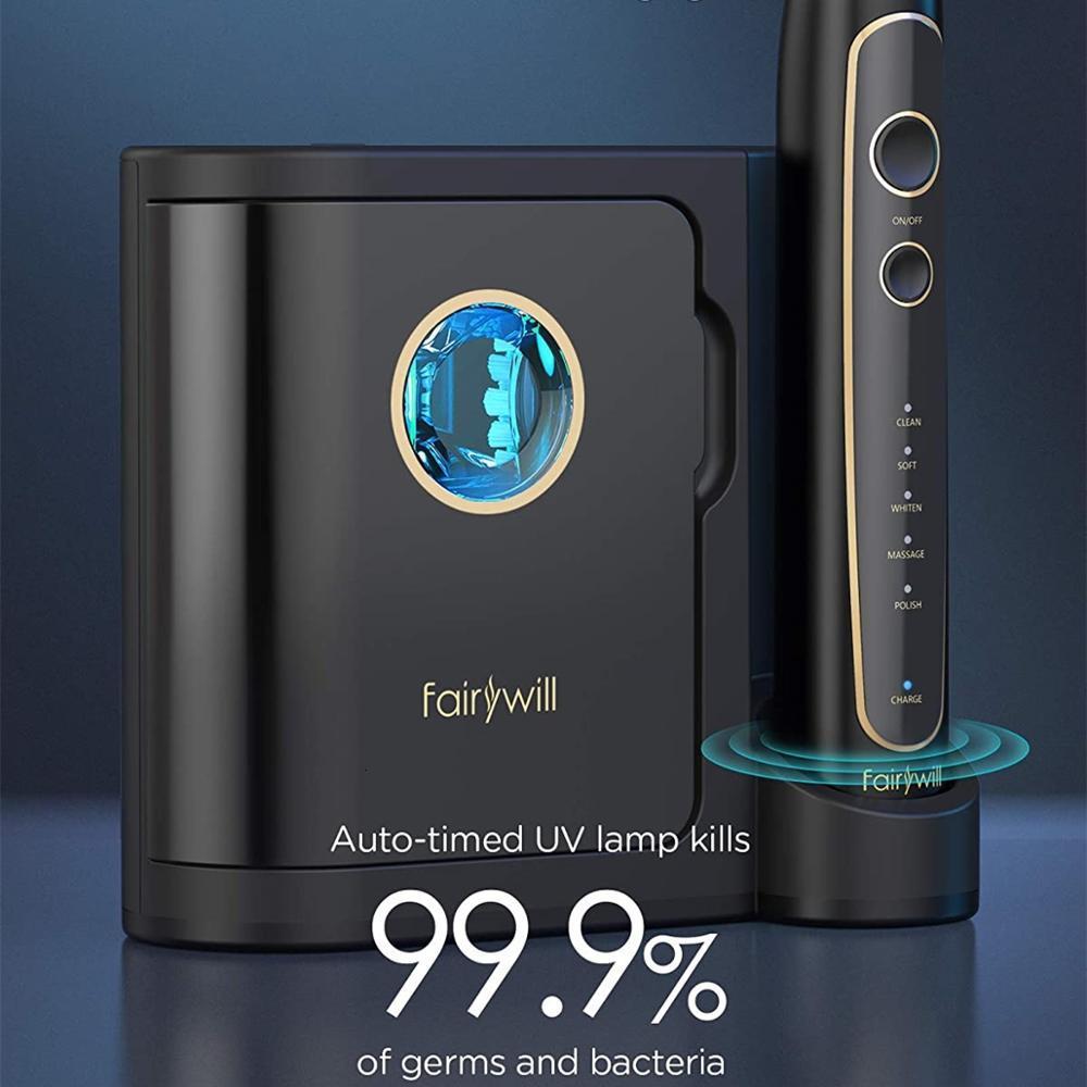 Toothbrush Fairywill Electric Toothbrush Ultra-Sonic Power Whitening Toothbrush with 5 Modes Wireless Charging Smart Timer 8 Brush Heads 230824