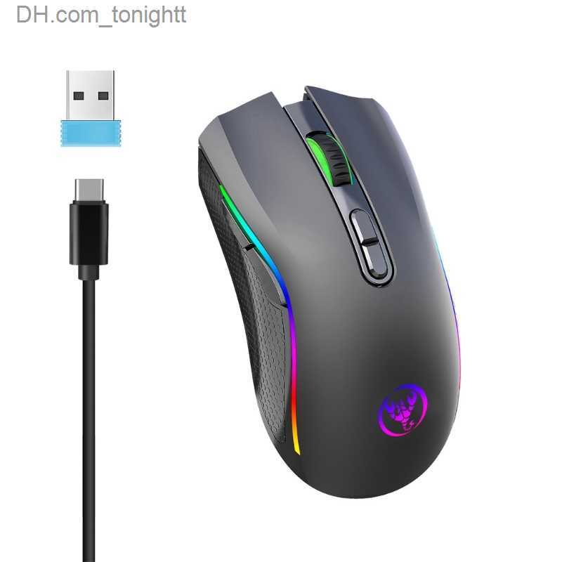 2.4G Gaming Mouse Wireless Optical Computer Mice w/ RGB Backlit 4800DPI Ergonomic Gamer Laptop PC Mouse for Windows Q230825