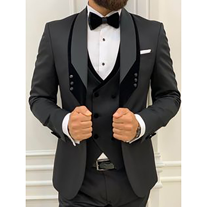 Men's Suits Blazers Men Black Regular Fashion Elegant Shawl Lapel Jacket Pants Vest Three Piece Slim Fit Casual Prom Costume Hommes Custom 230824