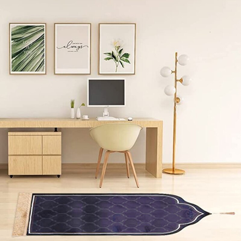 Carpet Muslim Prayer Mat Ramadan Flannel Thick Large Soft Padded Worship Kneel Embossing Floor Non Slip Portable Rug 230825
