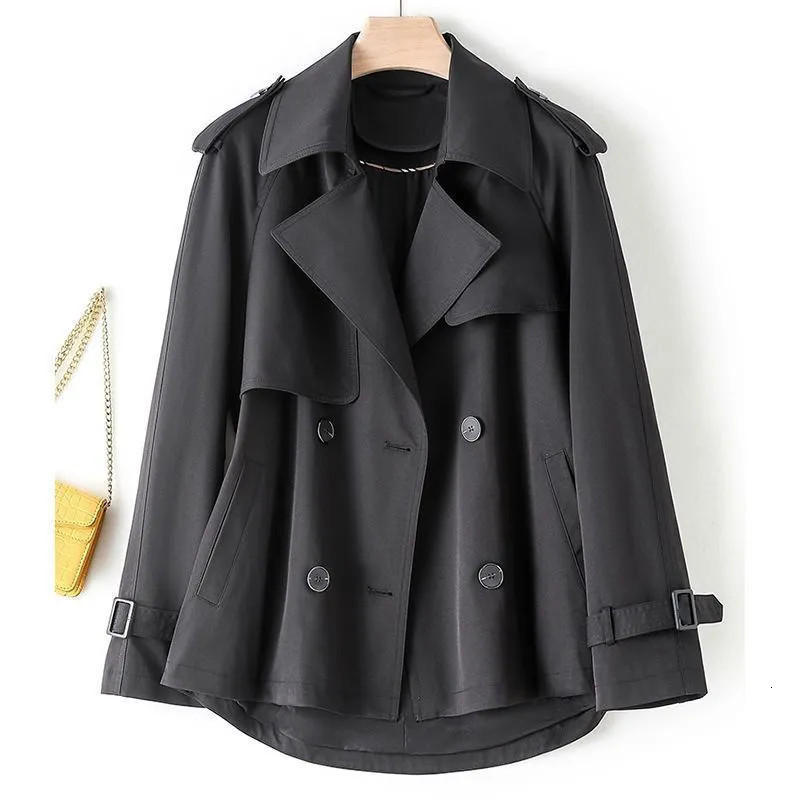 Women's Trench Coats Short Windbreaker Women Spring Autumn Fashion Khaki Pink Black Trench Coat Loose Coats Female Double-Breasted Outerwear 2308