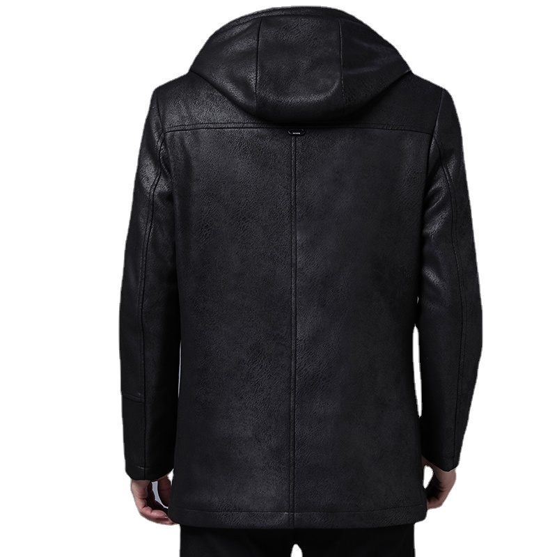 Men's Jackets hooded Thick Leather Jacket Men Soft Mens PU Fur Collor Casual Coats Man Solid Windbreaker Waterproof Businessman Wear 230824