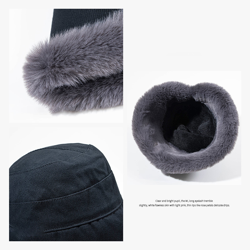 Wide Brim Hats Bucket Hats Fluffy Bucket Hat Winter Warm Cold Protection Fisherman Cap High Quality Plush Thicken Basin Hat Fashion Trend Ladies Panam