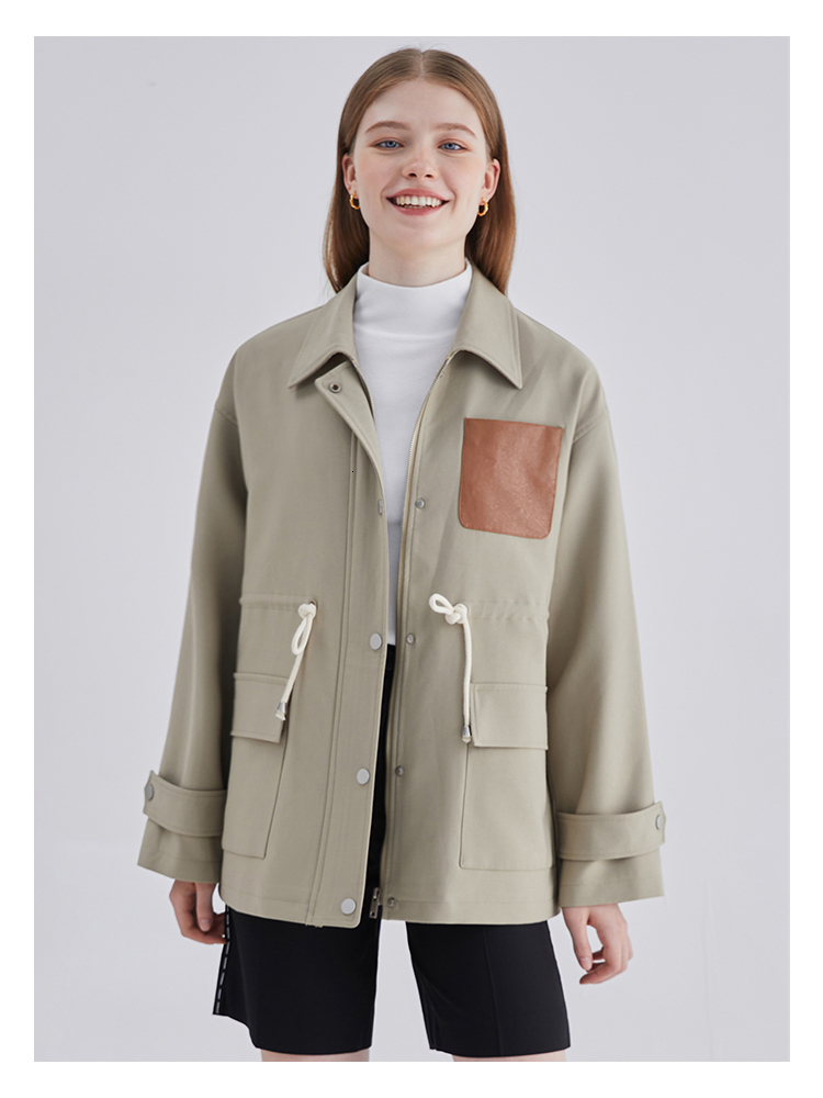 Women's Jackets Women Vintage Patchwork Short Jacket Trendy Turndown Collar PU Pocket Loose Casual Single Breasted Trend Thin Coat Autumn 230824