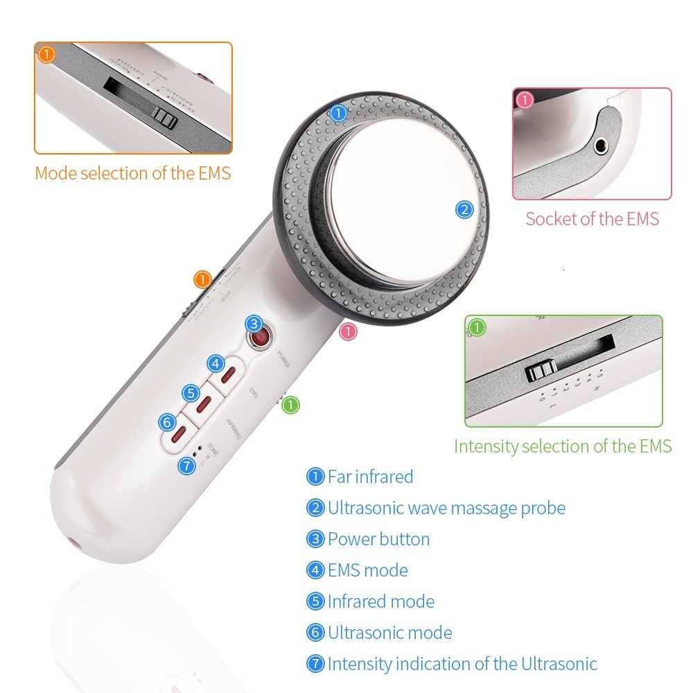 Face Massager Ultrasound Cavitation Body Slimming Massager EMS Micro Current Weight Loss Far Infrared Lifting Beauty Device 230824