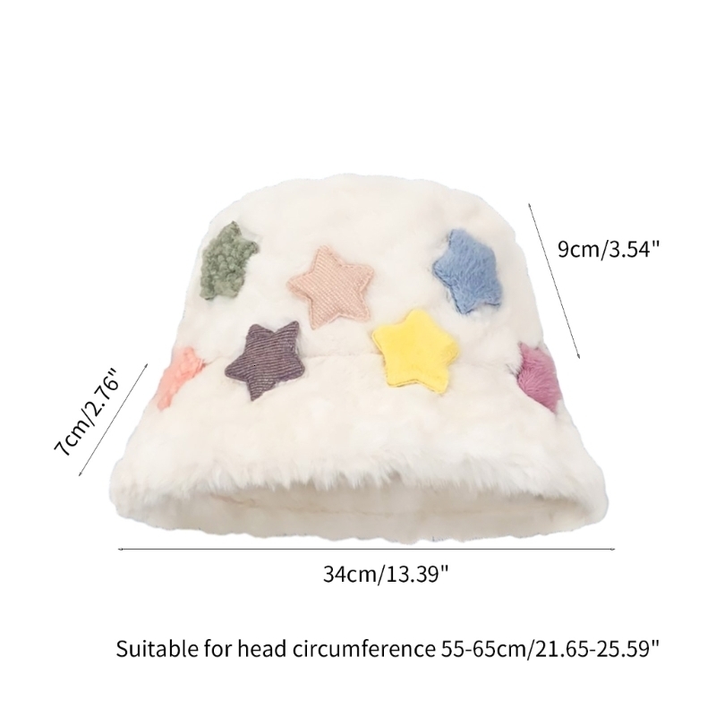 Wide Brim Hats Bucket Hats Thicken Plush Hat for Women Soft Beanie Hat Star/Bowknot Winter Hat Female Girls Windproof Cap Powear Fisherman Cap 230824
