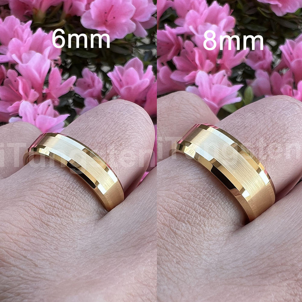 Band Rings iTungsten 6mm 8mm Engagement Wedding Band Gold Plated Tungsten Finger Ring for Men Women Couple Fashion Jewelry Comfort Fit 230824