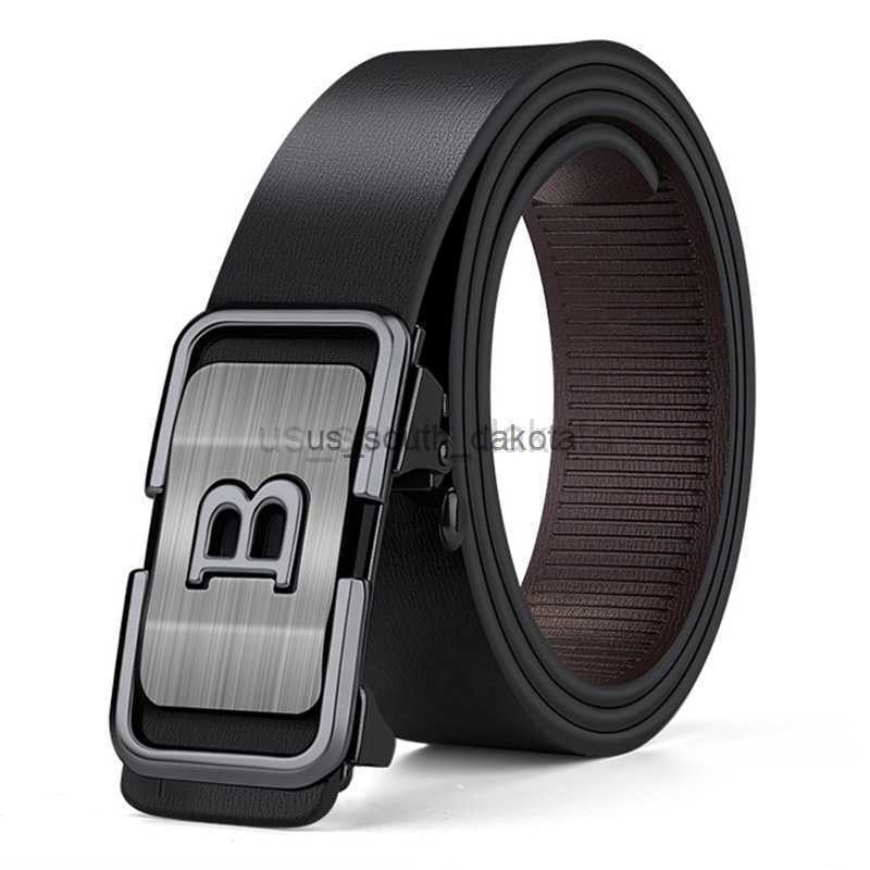 Belts 2023 Fashion New Black Letter Belt Men's B Automatic Buckle 3.5cm Wide Leather Casual Belt High Quality Croskin Ceinture Homme L0825