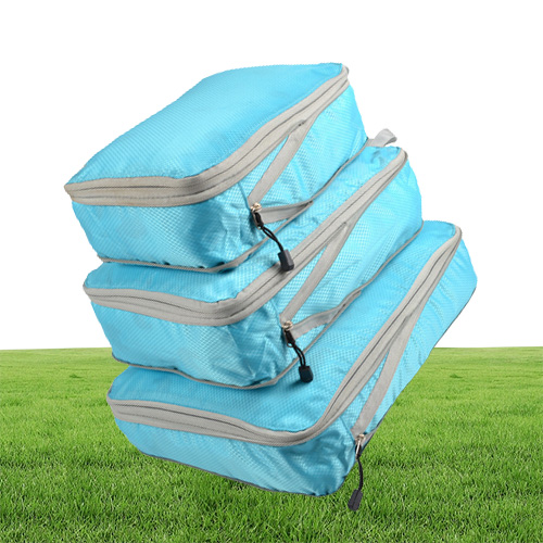 3pcsset Compression Packing Cubes Travel Storage Bag Luggage Suitcase Organizer Set Foldable Waterproof Nylon Material 220516gx
