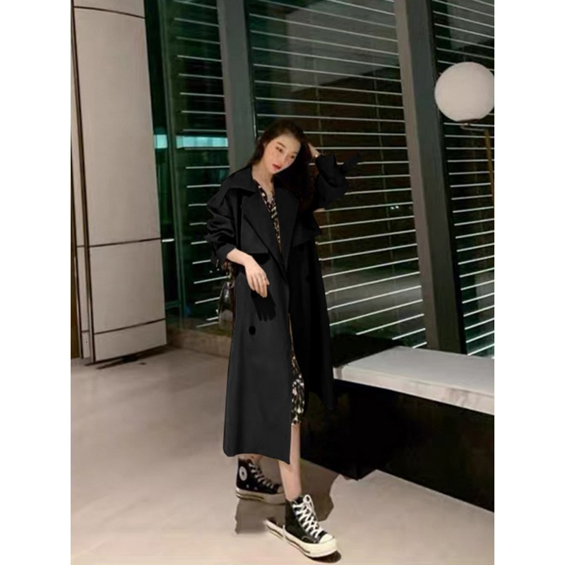 Women's Trench Coats Khaki Trench Coat Women Mid Length Autumn Loose Solid Coat Jacket Trend 230824