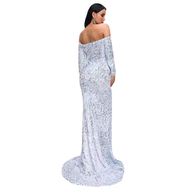 Dubai Arabic Long Sleeve Mermaid Mother Of The Bride Dresses Shiny Veet Sexy Plus Size Elegant Evening Gowns Tail Women Formal Dress Vestido De Fiesta
