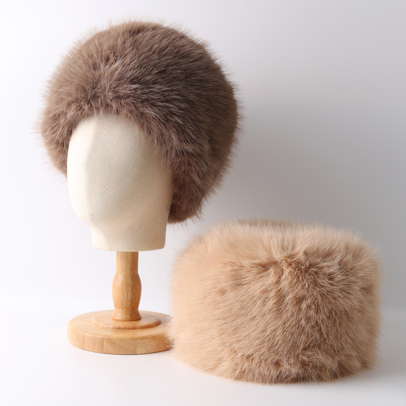 Wide Brim Hats Bucket Hats Winter Faux Fur Bucket Hat Women Elegant Russian Fur Fisherman Hat Korean Senior Fluffy Warm Panama Ladies Plush Basin Cap 
