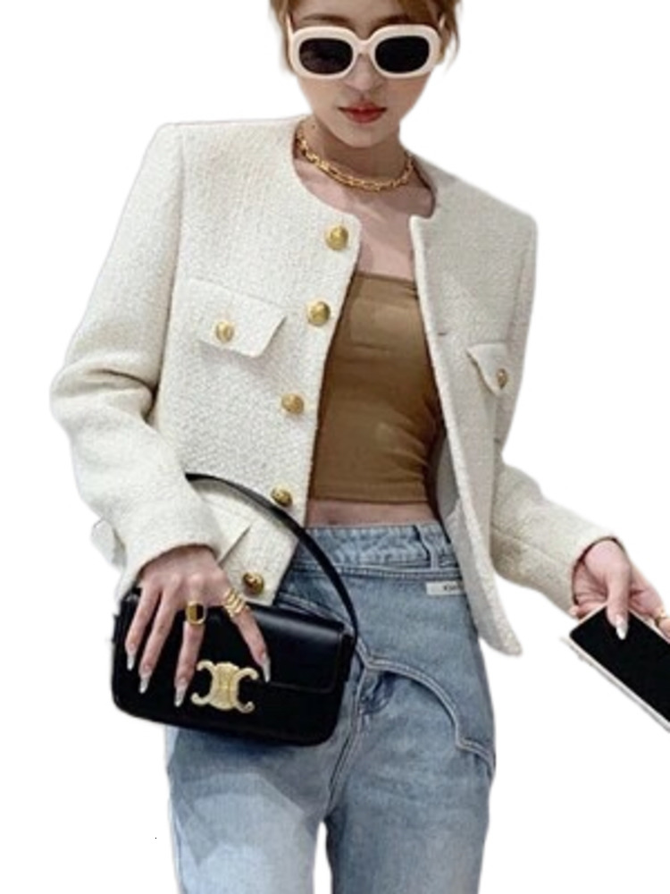 Women's Jackets XFPV Autumn And Autumn Fashion Black Wind Tweed Short Coat Female Temperament Versatile Woolen Top SM2115 230824