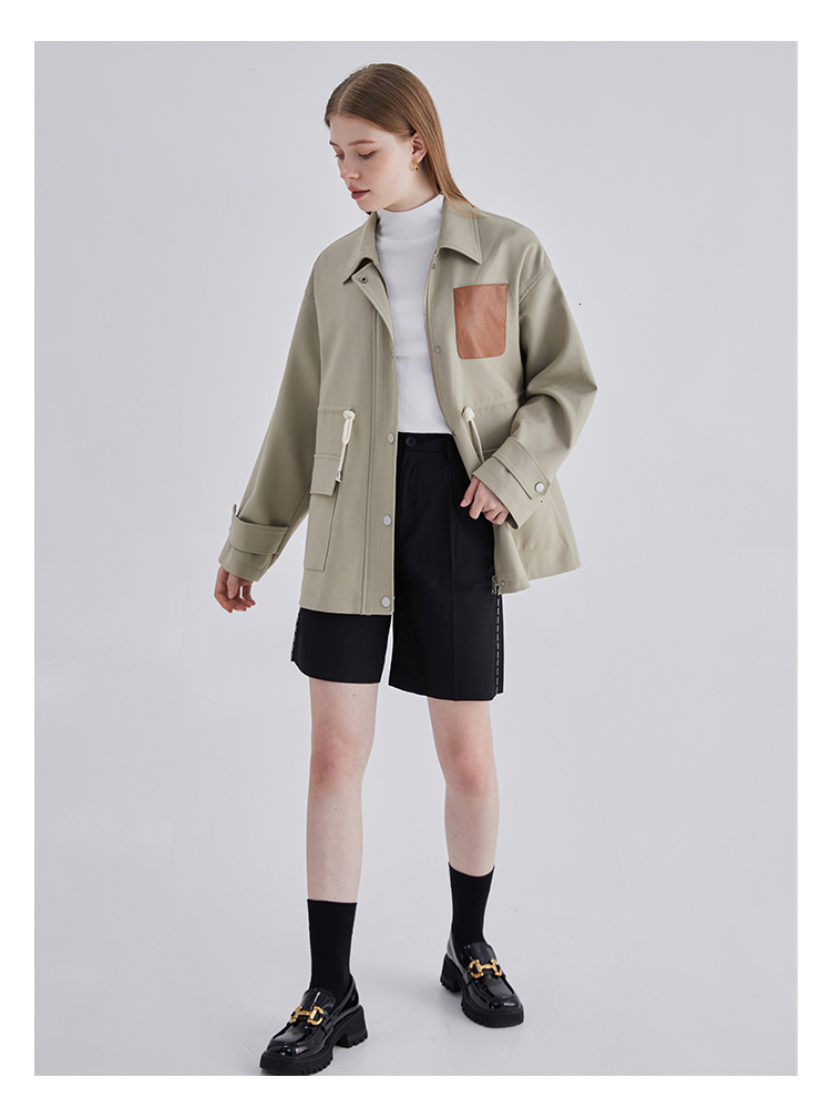 Women's Jackets Women Vintage Patchwork Short Jacket Trendy Turndown Collar PU Pocket Loose Casual Single Breasted Trend Thin Coat Autumn 230824