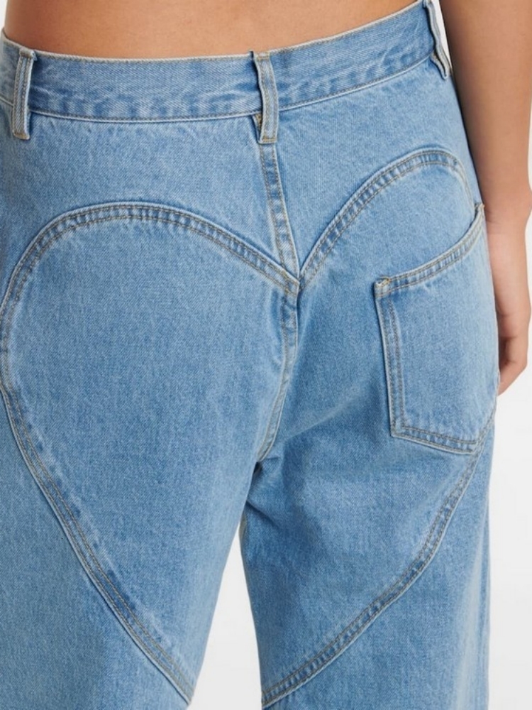 Women's Jeans Hollow Out Denim Pants High Street Diamond Studded Waist Patchwork Wide Leg Summer Flares 230824