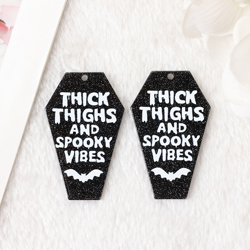 Charms 10Pcs Halloween Charms Coffin Thick Thighs And Spooky Vibes Jewelry Findings Earring Pendant Necklace DIY Making Accessories 230826