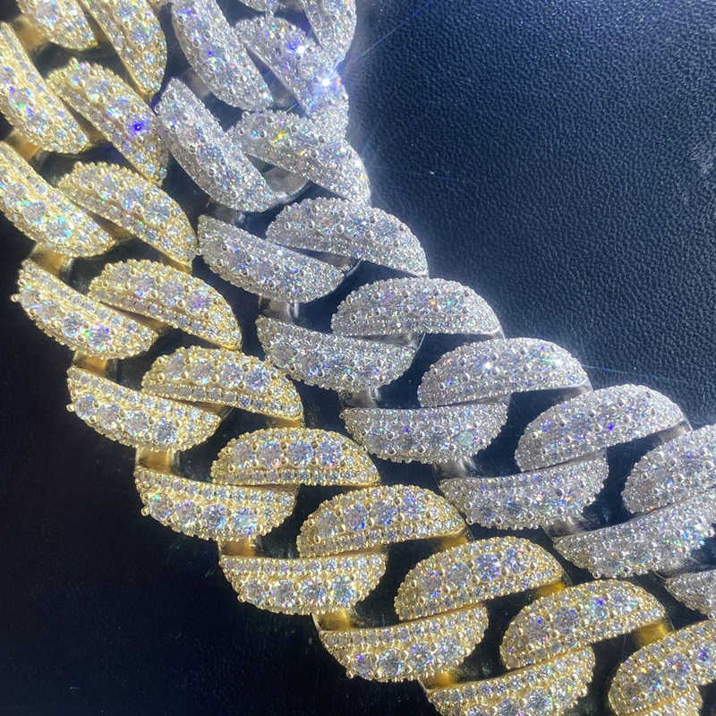 necklace moissanite chain Cuban Link Chain Custom Luxury Vvs Moissanite Diamond Ice Out 18mm Hip Hop Men Jewelry Miami