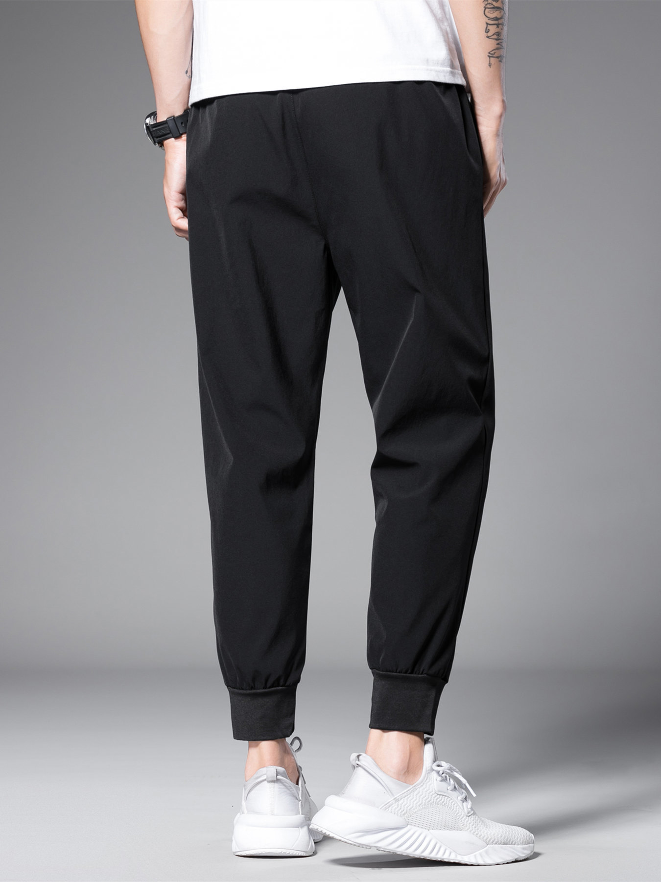 Men s Pants Men Solid Drawstring Crop Carrot 230826