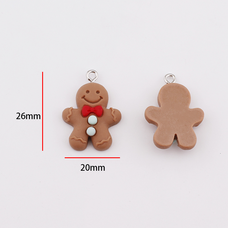Charms 10pcs Christmas Gingerbread Man Charms Kawaii Resin Pendant Charms for Earring Bracelet Keychain Diy kid Jewelry Making Supplies 230826