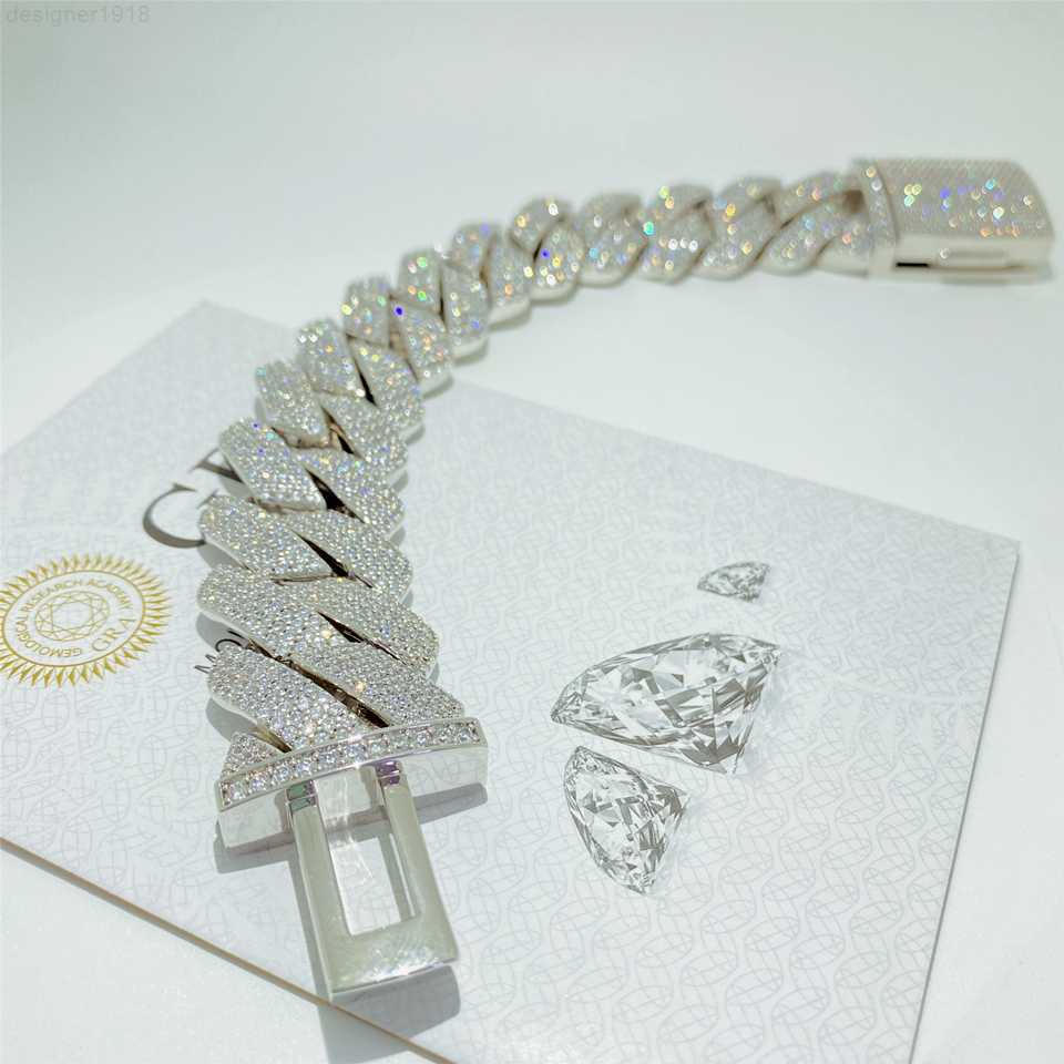 High Quality Hip Hop Bracelet Vvs Moissanite Jewelry Custom 26mm Gold Sparkg Ice Out Sterg Sier Cuban
