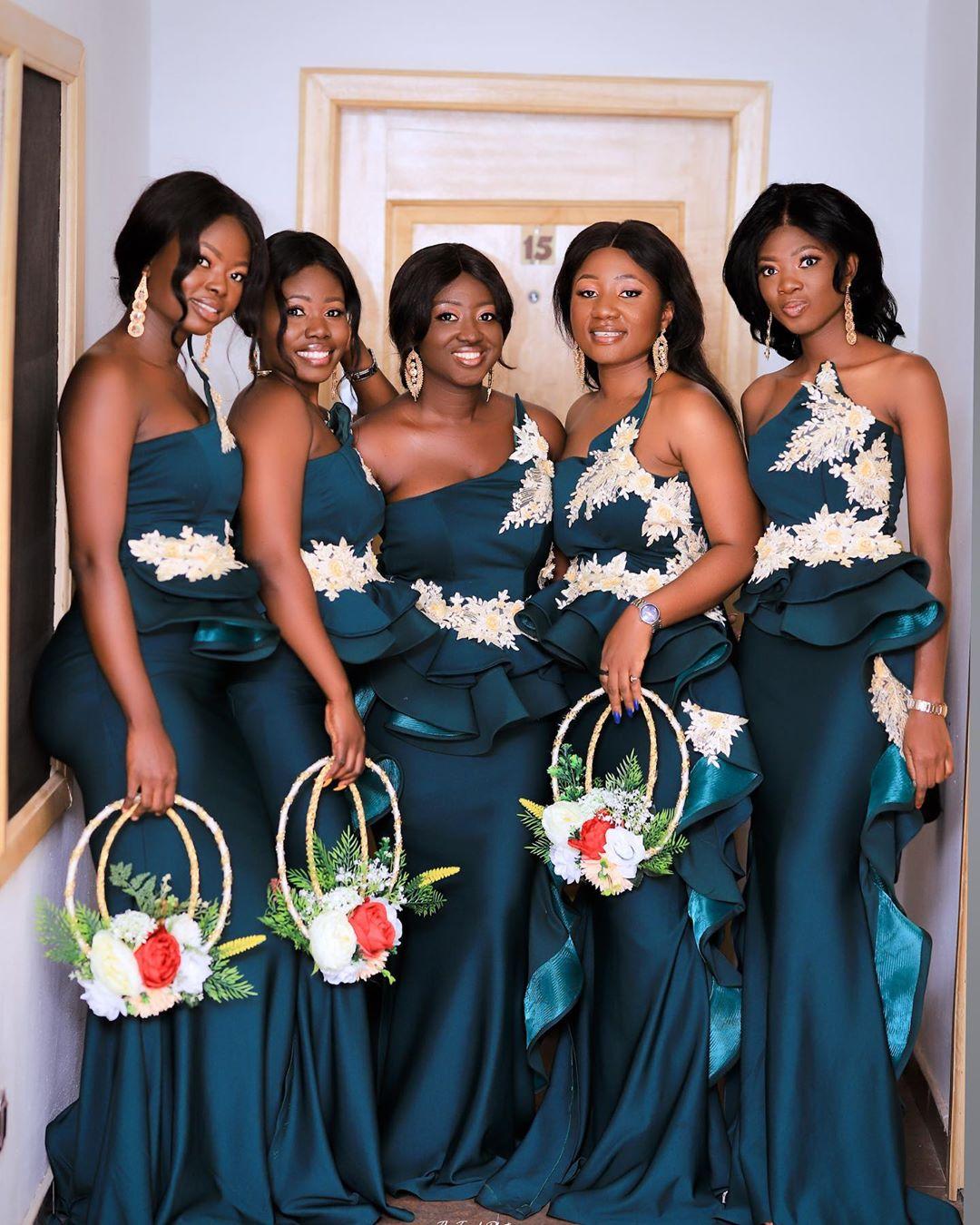 Aso Ebi 2023 Arabic Navy Blue Mermaid Sexy Bridesmaid Dresses One Shoulder Lace Party Dresses Satin Formal Party Evening Prom Gowns