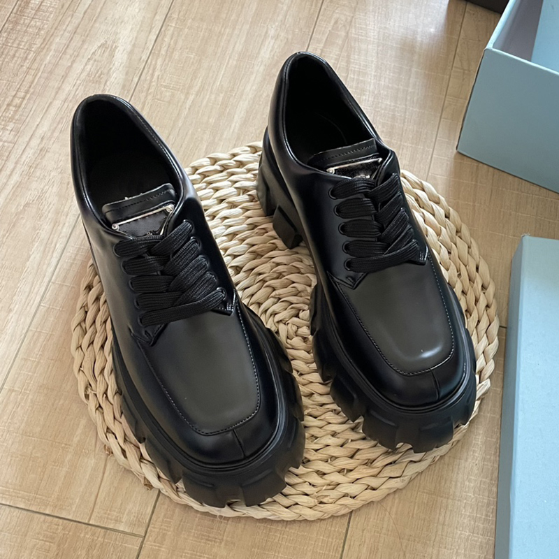 Loafers leather Dress shoes Designer womens Monolith Loafer women Platform Sneakers Chocolate glossed Brushed Leather trainer luxury lace-up derby Casual shoe
