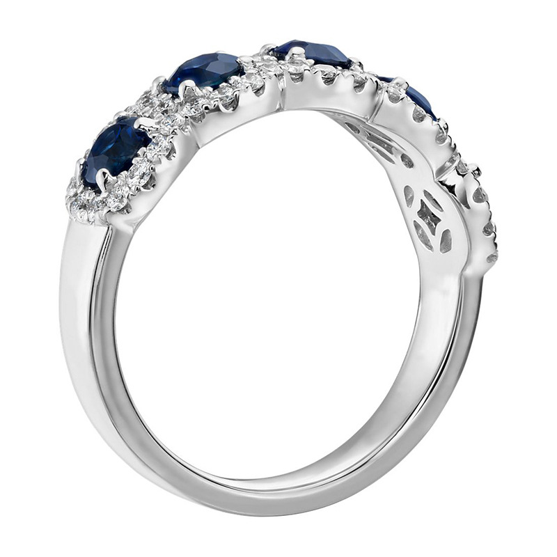 Choucong Handmade Wedding Rings Luxury Jewelry 925 Sterling Silver Fill Blue Sapphire CZ Diamond Gemstones Party Eternity Women Engagement Band Ring F