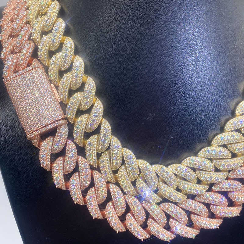 necklace moissanite chain Cuban Link Chain Custom Luxury Vvs Moissanite Diamond Ice Out 18mm Hip Hop Men Jewelry Miami
