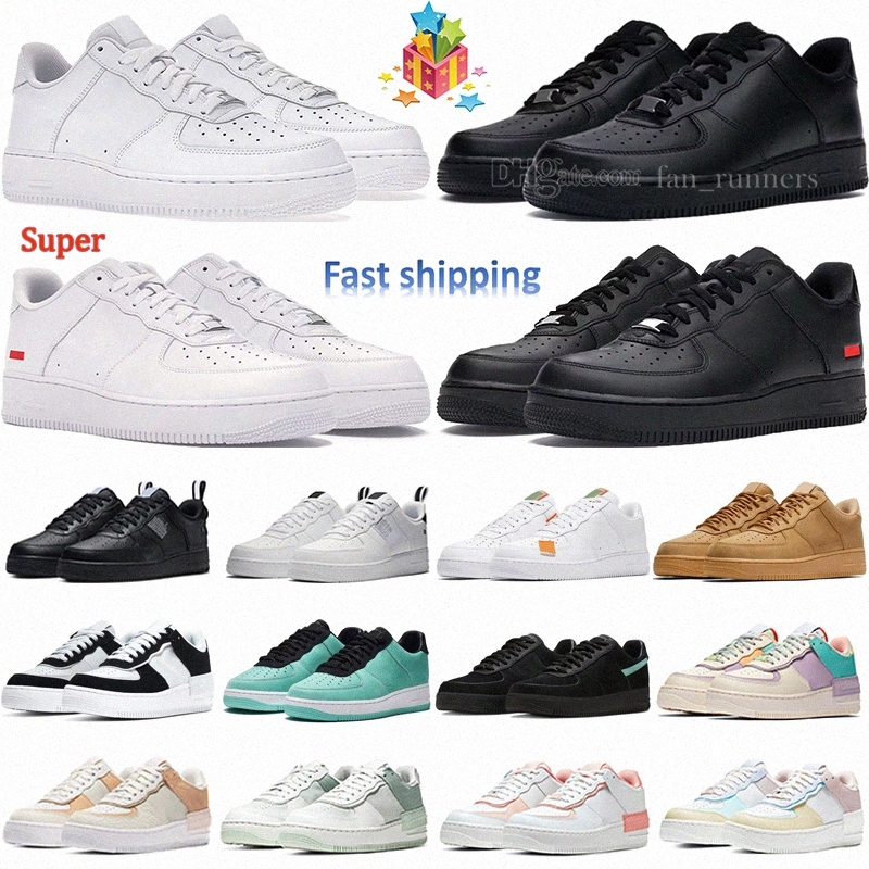 Designer Casual shoes Triple White Utility Black Wheat Pale Ivory Spruce Aura mens woman trainers platform sneakers n1Q8#