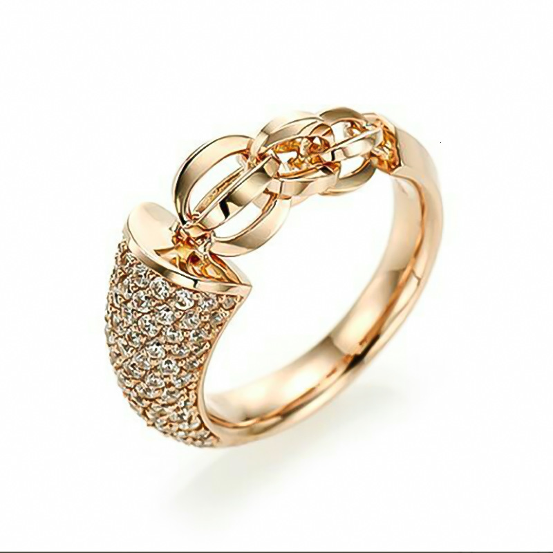 Band Rings Milangirl Fashion Hip Hop Rock Rings Bling Iced Out Cuban Link Chain Micro Pave CZ Crystal Ring For Women And Man 230826