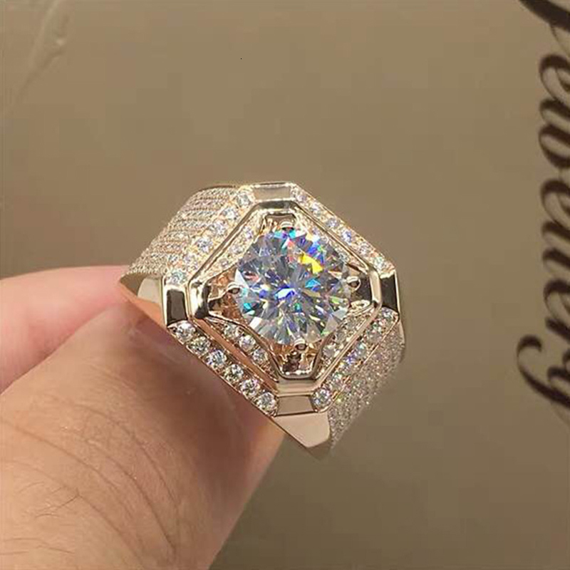 Band Rings HOMOD Micro Pave CZ Wedding Rings Engagement Hip Hop Ring Round Shape Cool Street women Men Bling Iced Out CZ Ring 230826