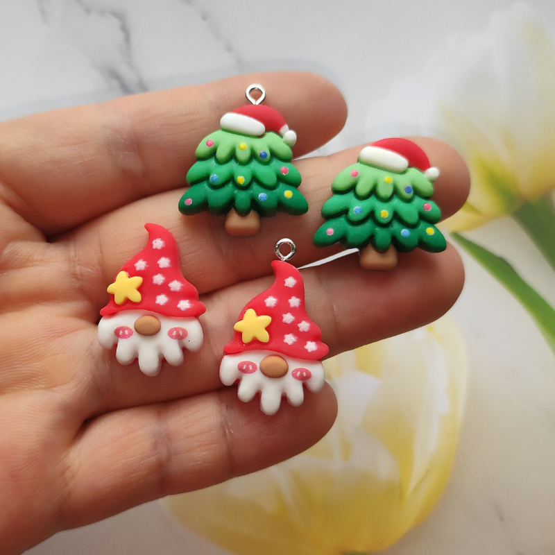 Charms 12Pcs Cartoon Christmas Series Charm Cute Snowman Deer Pendant Flat Back Cabochon DIY Jewelry Making Bracelet Earring Accessorie 230826