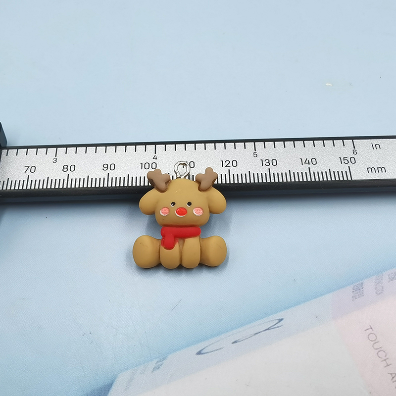 Charms 10Pcs Christmas Charms Kawaii Resin Deer Snowman Tree Bell Pendant Charm for Earring Bracelet Keychain Diy Jewelry Making C1090 230826